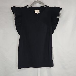 Tuckernuck Black Kaia Flutter Sleeve Tee Size Small NWT